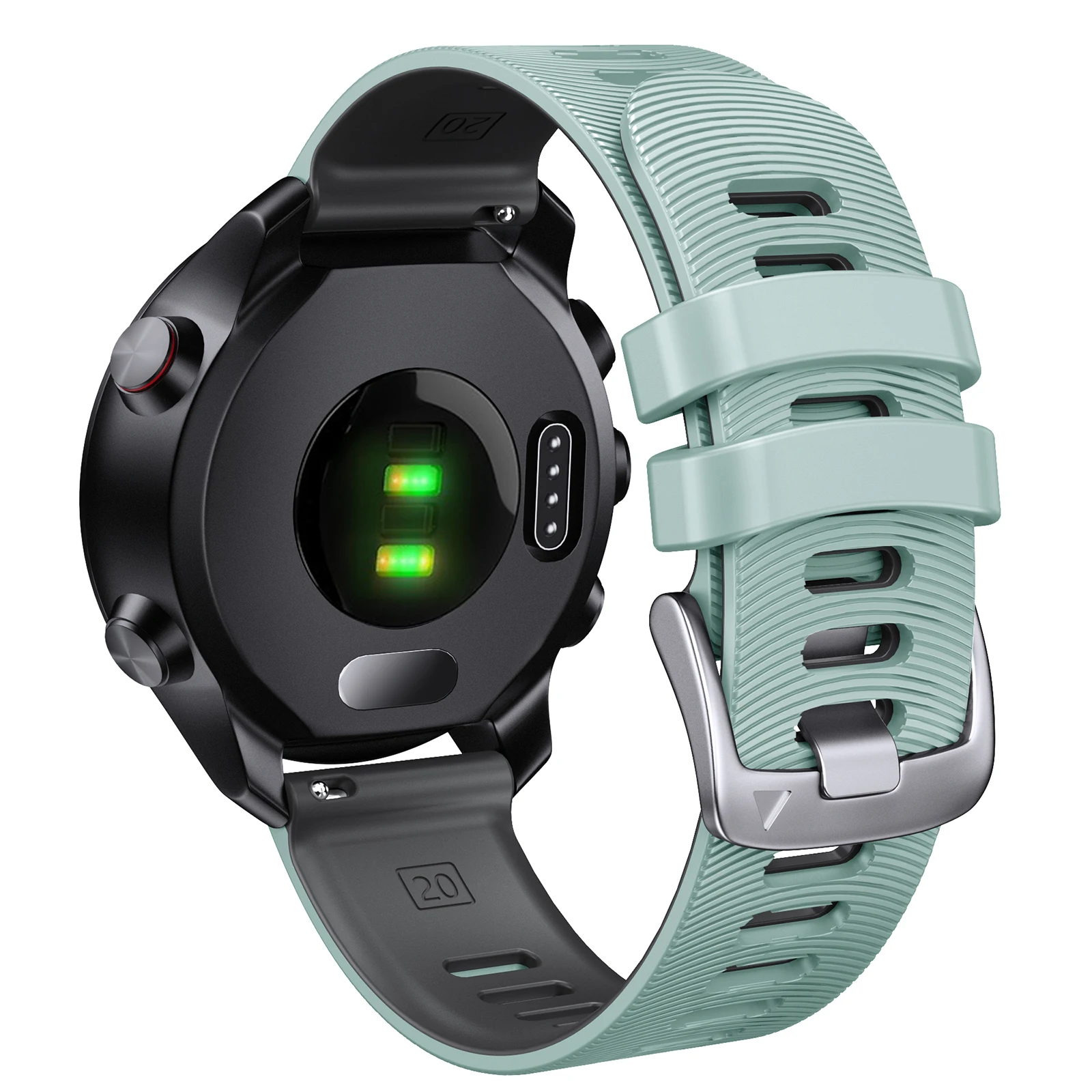 Eraysun Silicone Watch Bands Dual Color Silicone Bands 20mm for Garmin Forerunner 245/645 Soft Sport Rubber Breathable Strap