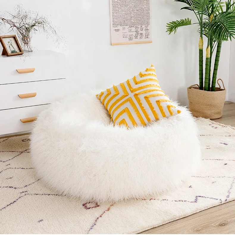 Comfortable Faux Fur soft Bean Chair Sofa Bed Furry Bean Bag