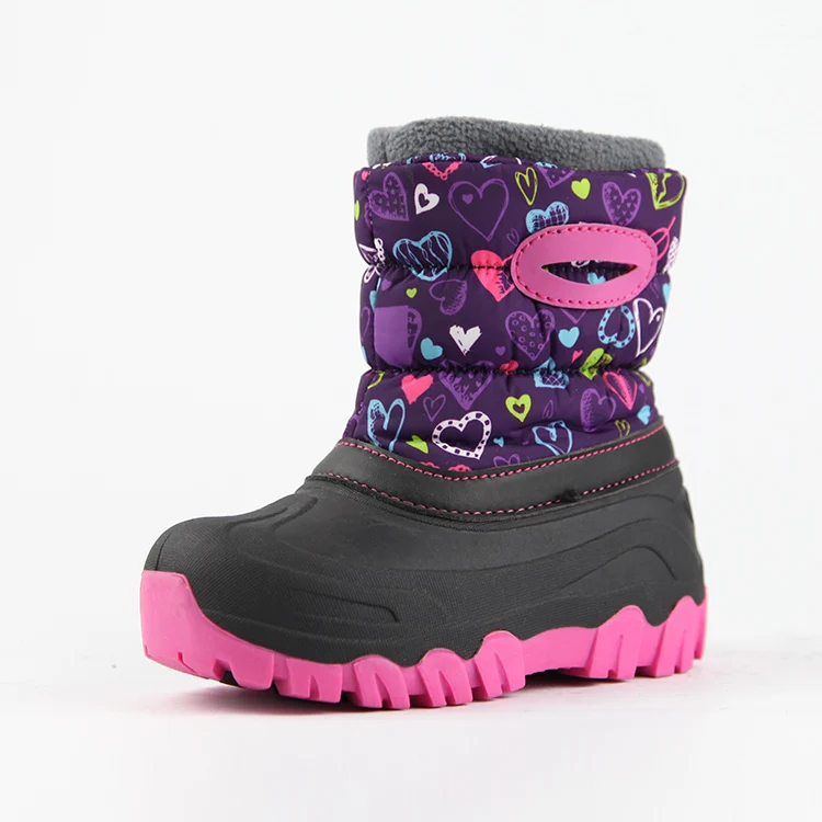 Outdoor Non-Slip Boot Waterproof Kids Snow Boots Boys Girls Walking Winter Fur Lined Warm Shoes