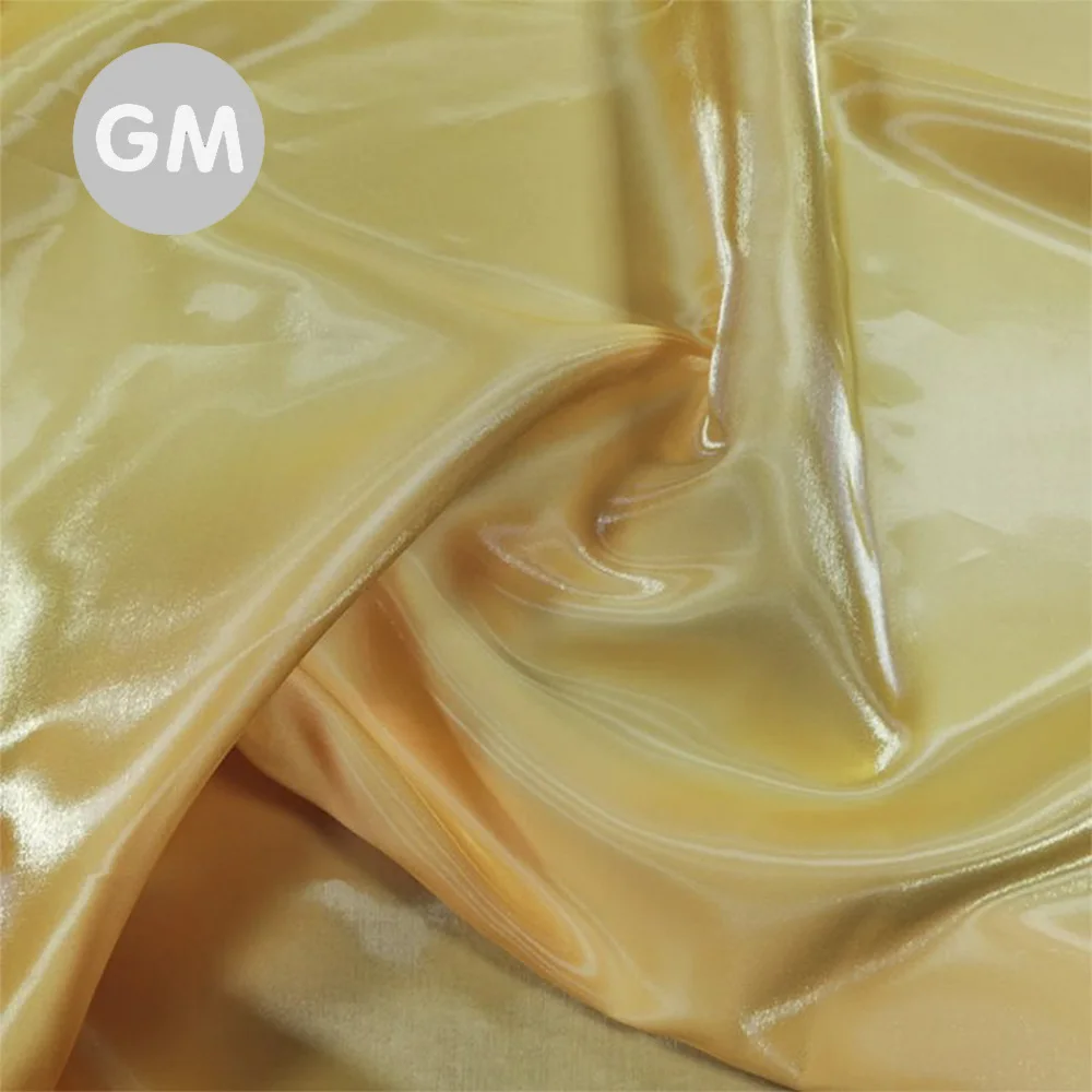 SHINY LUSTER LIQUID GAZA ORGANZA SHIMMER FABRIC FOR FASHION APPAREL METALLIC CRYSTAL SILK