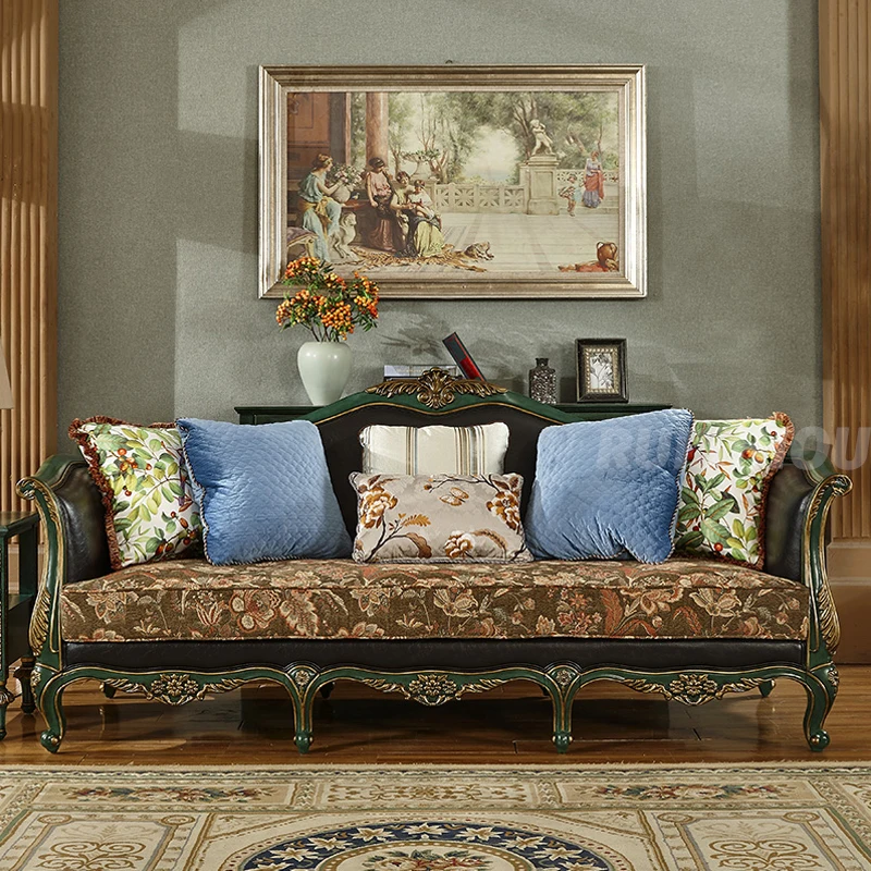 OE-FASHION Custom American Design Antique Furniture Sectional Living Room Sofas Sets Home Hotel Villa Apartment Made Wood Fabric