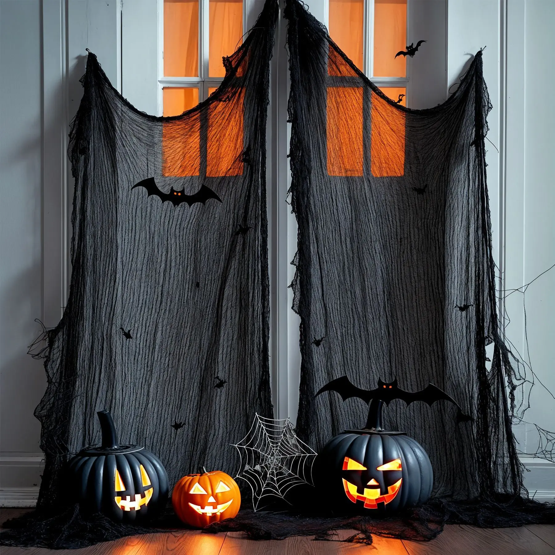 30 x 72 inch black and white Halloween gauze party decorations for outdoor interiors