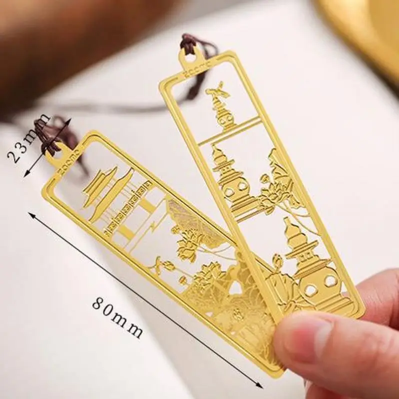 Personalized Beautiful Laser Cutting Cut Out Enamel Coloring Custom Metal Book Mark Metal Bookmarks