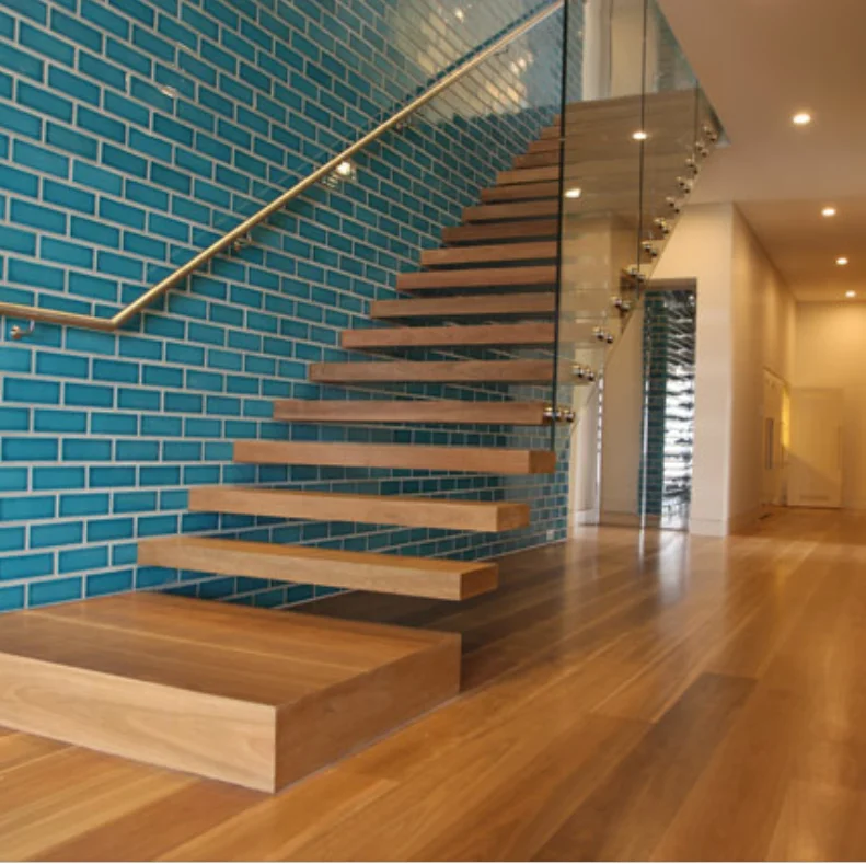 High Quality Solid Wood Floating Staircase System For Indoor