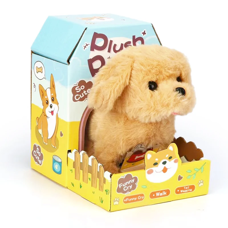 Custom Electronic Plush Puppy Dog Toy Simulation Stuffed Animals Barking Walking Interactive Preschool Educational Toy