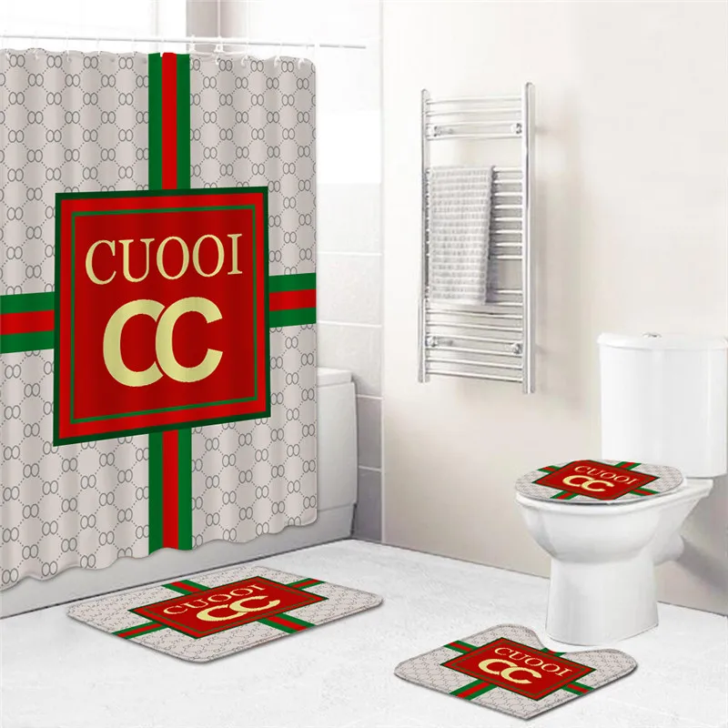 Wholesale 3d Luxury Shower Curtain Bathroom Four Set Home Decor Dropship Bath Curtains Set