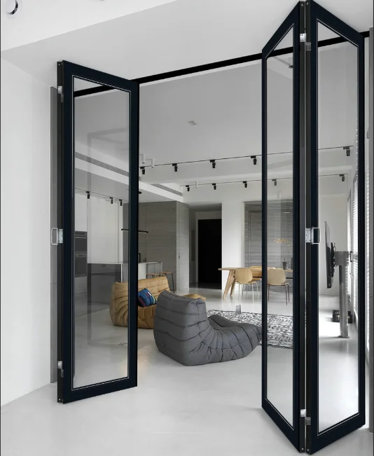 Cheap Price Waterproof Courtyard Folding Door Aluminium Alloy Accordion Bi-fold Patio Door With Sliding Glass for Exterior Use