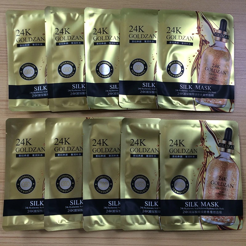 2019 Hot sell Black 24K Gold mask Hyaluronic acid natural silk Moisturizing Wrinkle Support Private Custom Wholesale Face Mask
