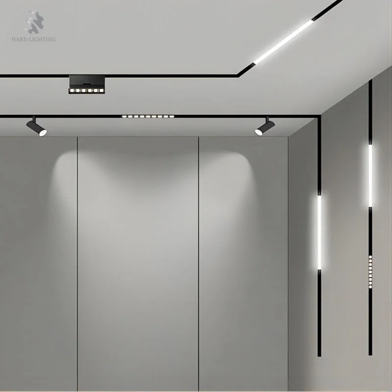 48V Aluminium Magnetic Spot Light Tuya Wifi Track Lamps LED Smart Magnet Track Lighting Rail System For Stretch Ceiling Track