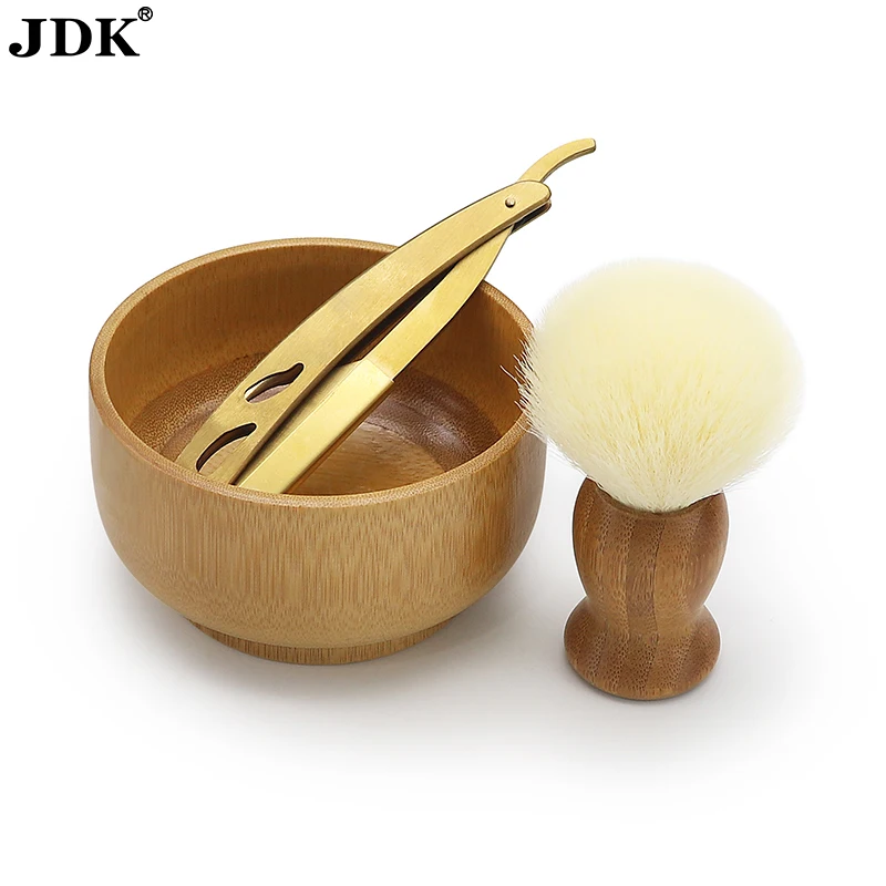 JDK New Bamboo Handle Shaving Brush With Synthetic Hair Knot