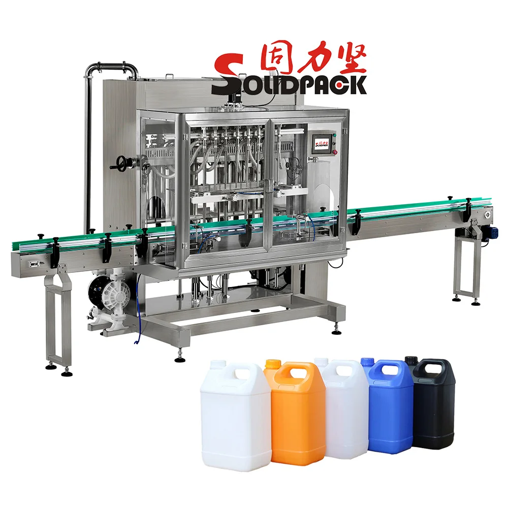 Solidpack 16 heads Automatic Insectcide Chemical Liquid Linear Gravity Bottle Filler Capping Machine