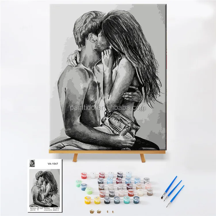 Paintido Diy Painting By Numbers Handmade Nude Couple Lover, Oil Number Digital Nudes On Canvas