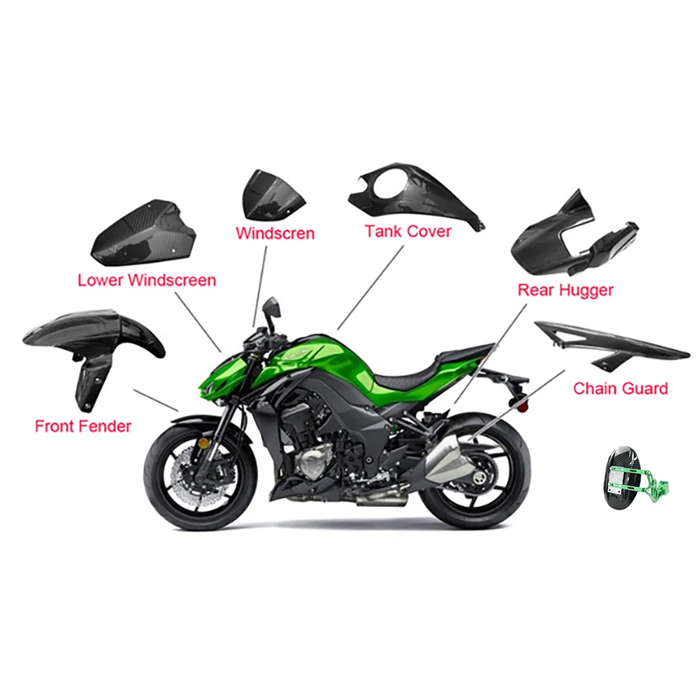 100% 3K Full Carbon Fiber Motorcycle Body Parts Fairing Kit For Kawasaki Z1000 Fairings 2010-2017 2014 2011 2013 2020