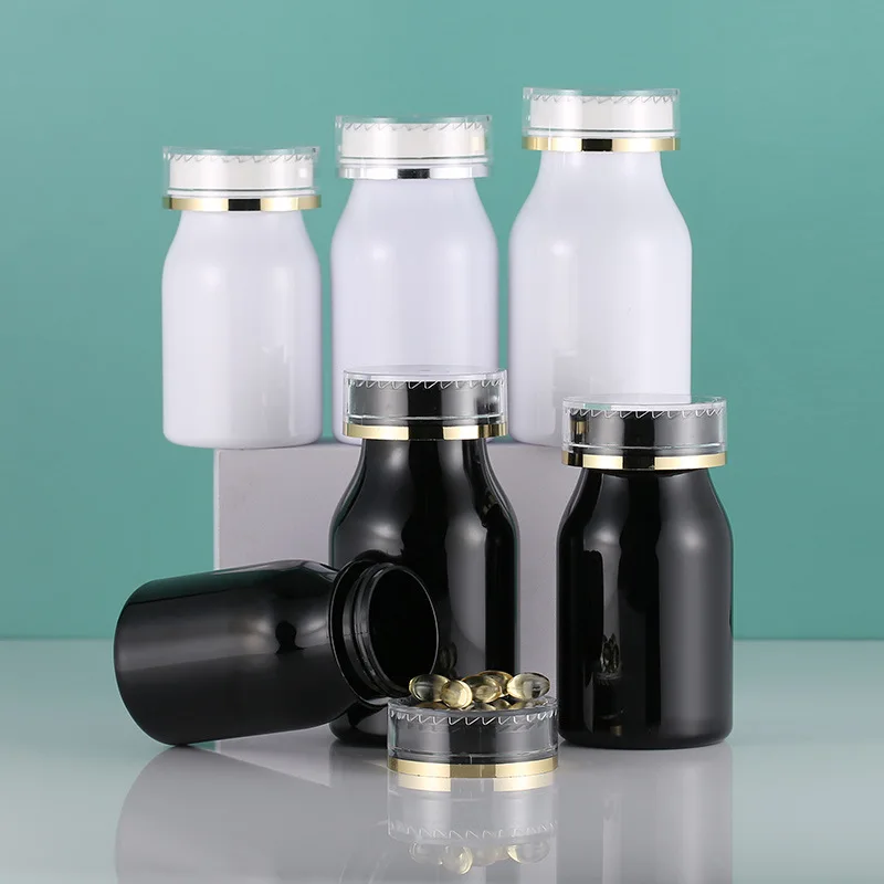 PET Plastic Bottle Health Supplement Bottle with Screw Cap Capsule & Tablet Candy Packaging