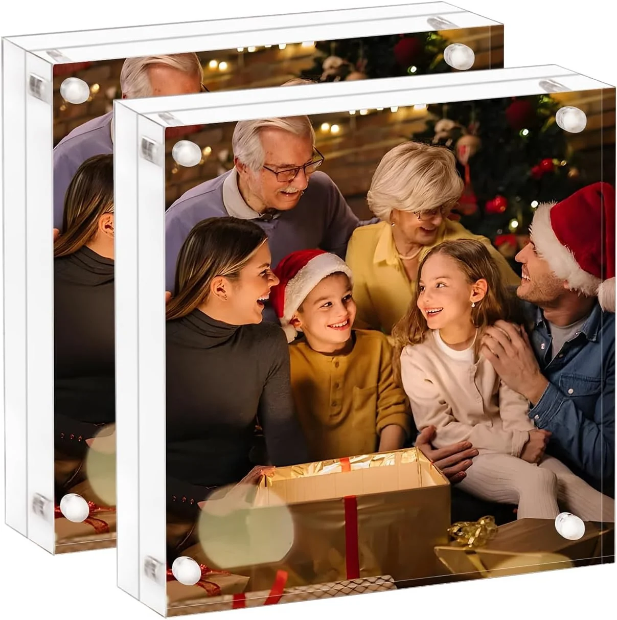 Acrylic Photo Frame 6x6 Clear Double Sided Picture Frame with Magnetic Acrylic Frame Display