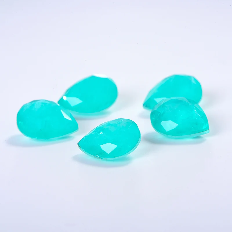 Hot Selling 6*8mm Pear Faceted Cut Blue Stones Synthetic Crystal Patchwork Gemstones