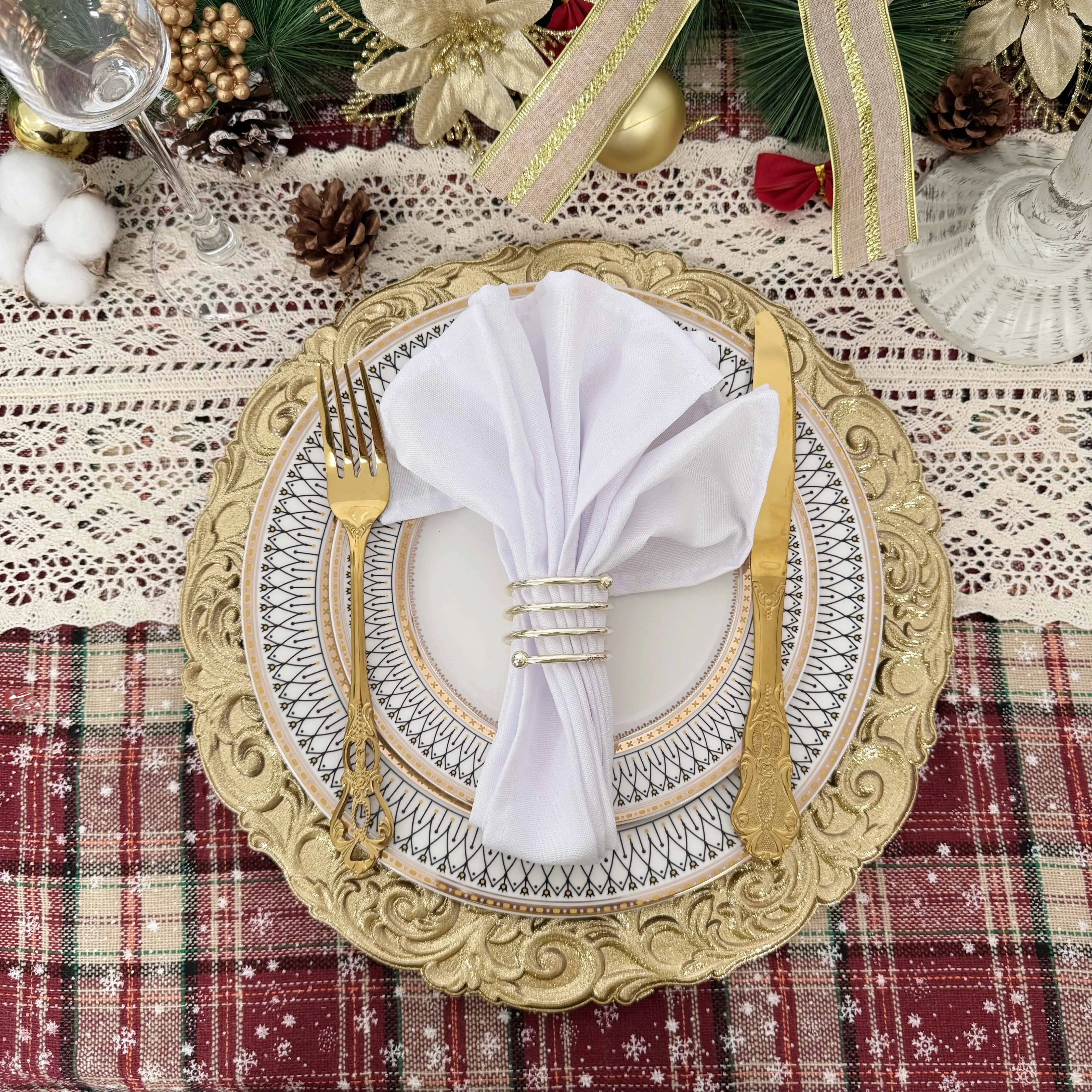 Wholesale Dinner Under Dishes Luxury Gold Reef Rim Charger Plates Wedding Banquet for Dinner Decoration