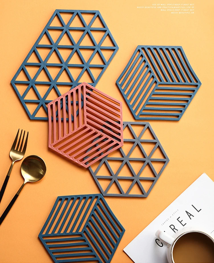 Eco-Friendly Non Slip Printed Nordic Kids Dining Table Place Mats Silicone pot mat bowl mat