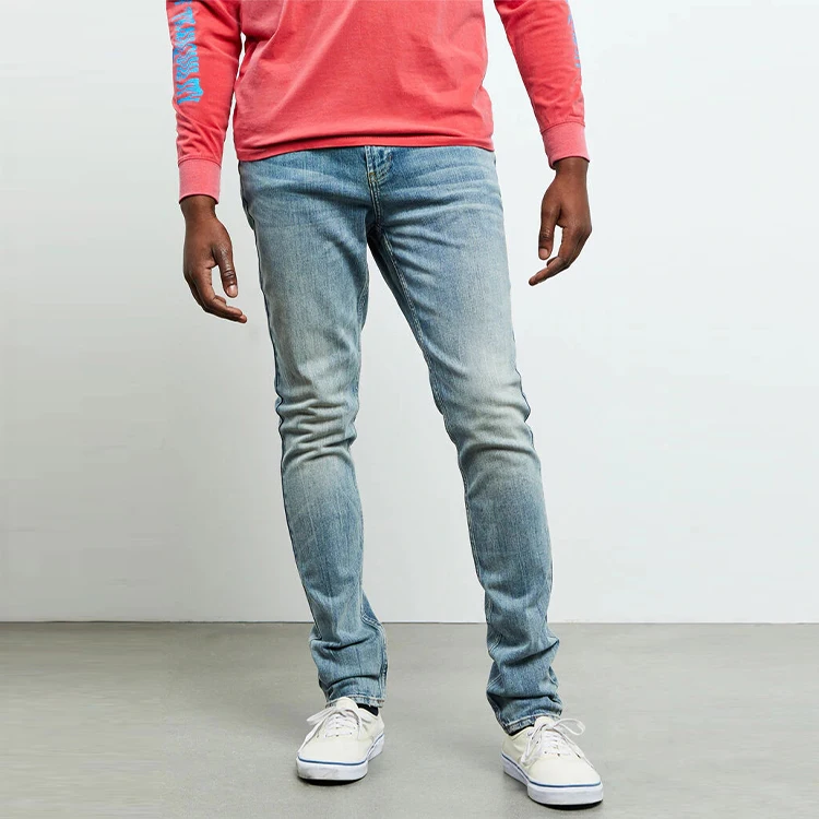 
OEM Denim Designer Wholesale Men Denim Casual Jeans Skinny Pants Dark Stacked Skinny Jeans Men 