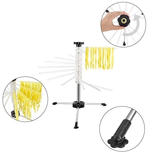 
Amazon Hot Sell Extendable Rungs Integrated Transporting RodPasta Noodle Drying Rack Tools Machine 
