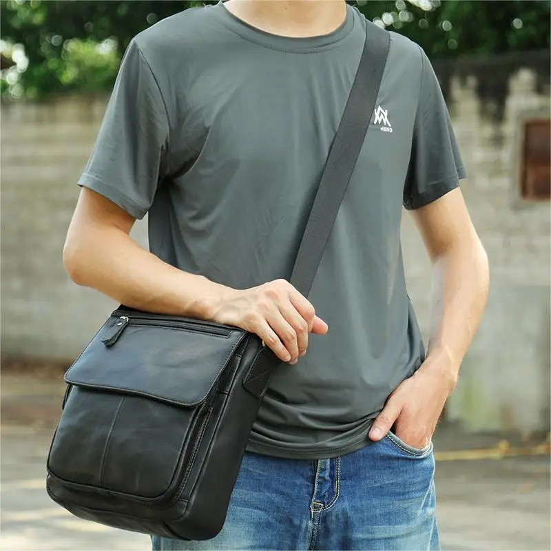 MARRANT Men Leather Satchel Sling Crossbody Bags Genuine Leather Messenger Shoulder Bag Side Bags For Men