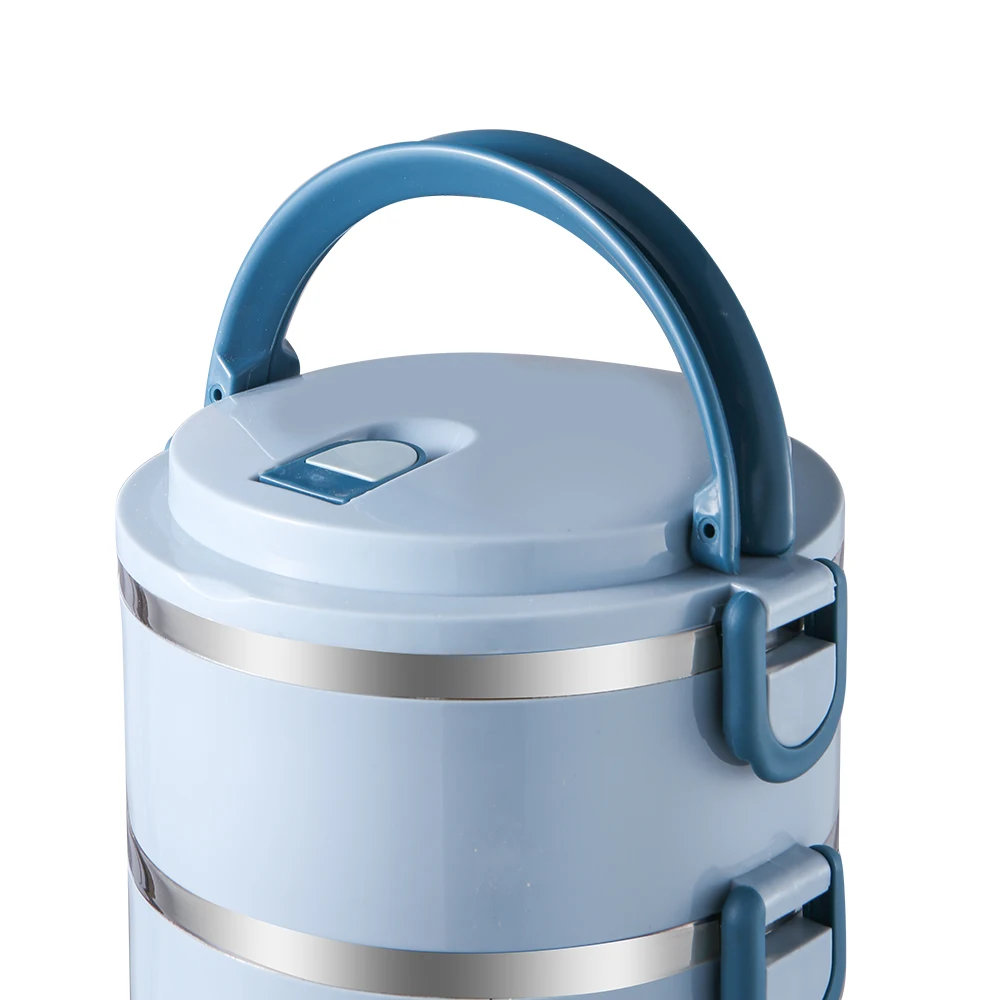 Round 3 Layers Stackable Stainless Steel Hot Lunch Box Food Storage Containers Tiffin Carrier Box