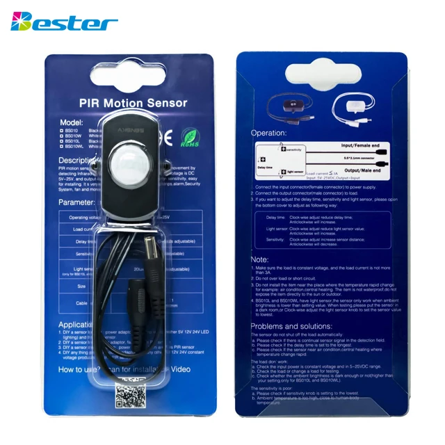 BS010DB New design led ultrasonic distance sensor module mini pir detector motion sensor dimmer switch