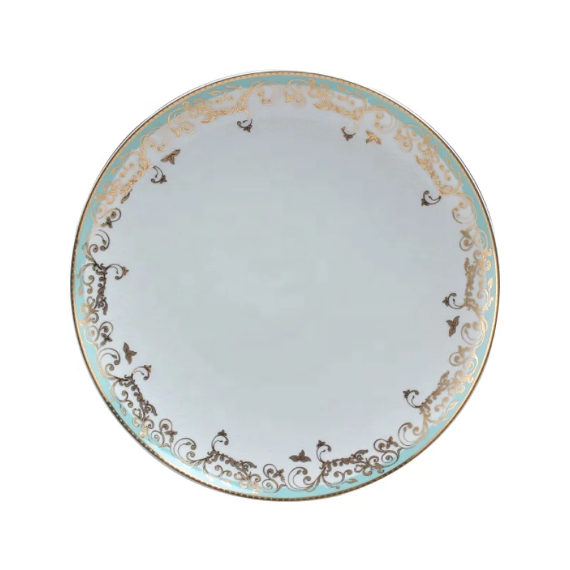 hot selling gold plated design new bone china dinner plates ceramic porcelain dinnerware set