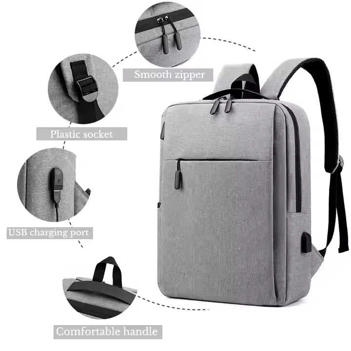 Wholesale new style lightweight polyester college usb travel laptop bag student custom luxury women