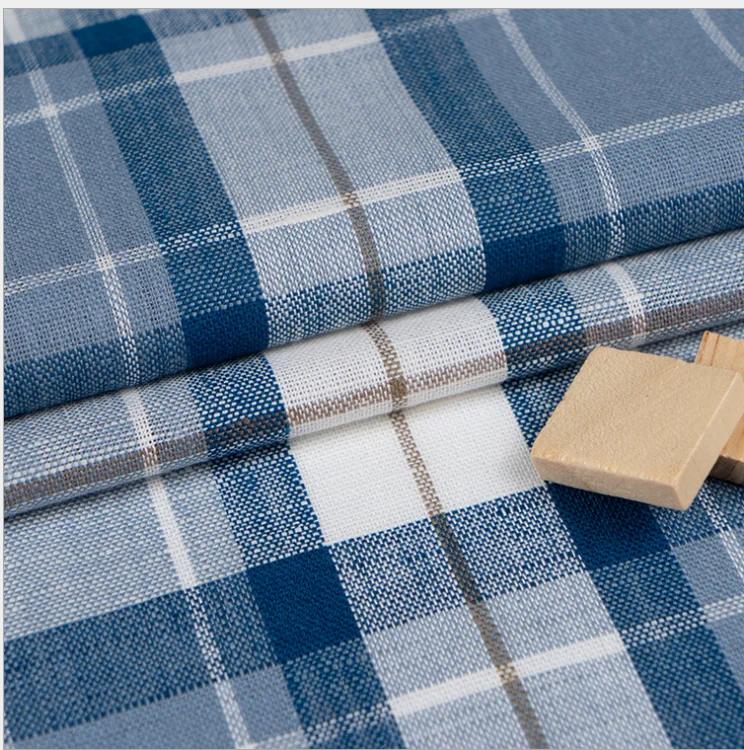 55 linen 45 cotton Yarn Dyed Grid Linen cotton Fabric