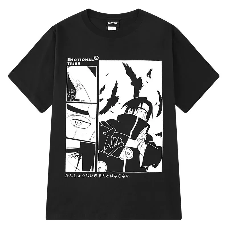 Hot Japanese style casual Hip hop Anime cartoon Manga Graphic print Tees Men Tops cotton Kakashi Funny Unisex T shirt