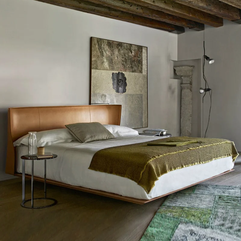 Italian Bedroom Furniture Modern Designer Minimalist Bedroom Double Leather Bed