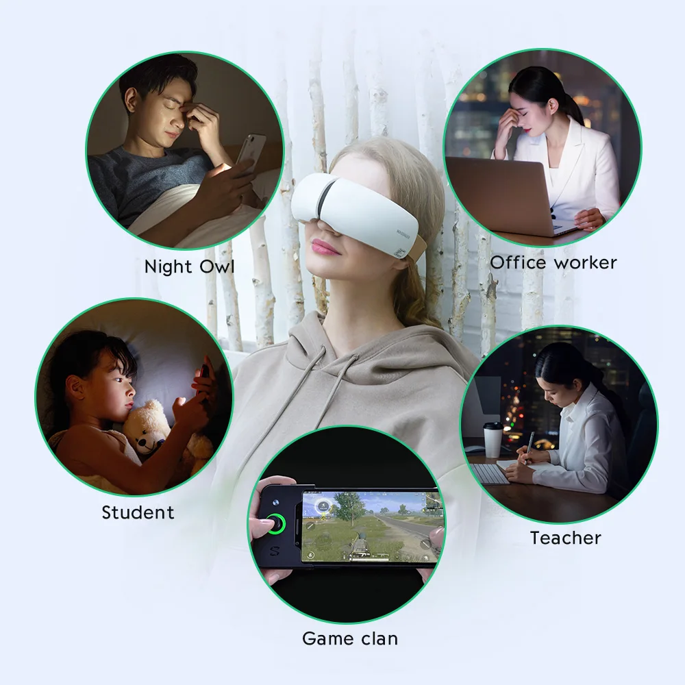 
USB Rechargeable Air pressure Vibration Heat Eye Massager With Music 