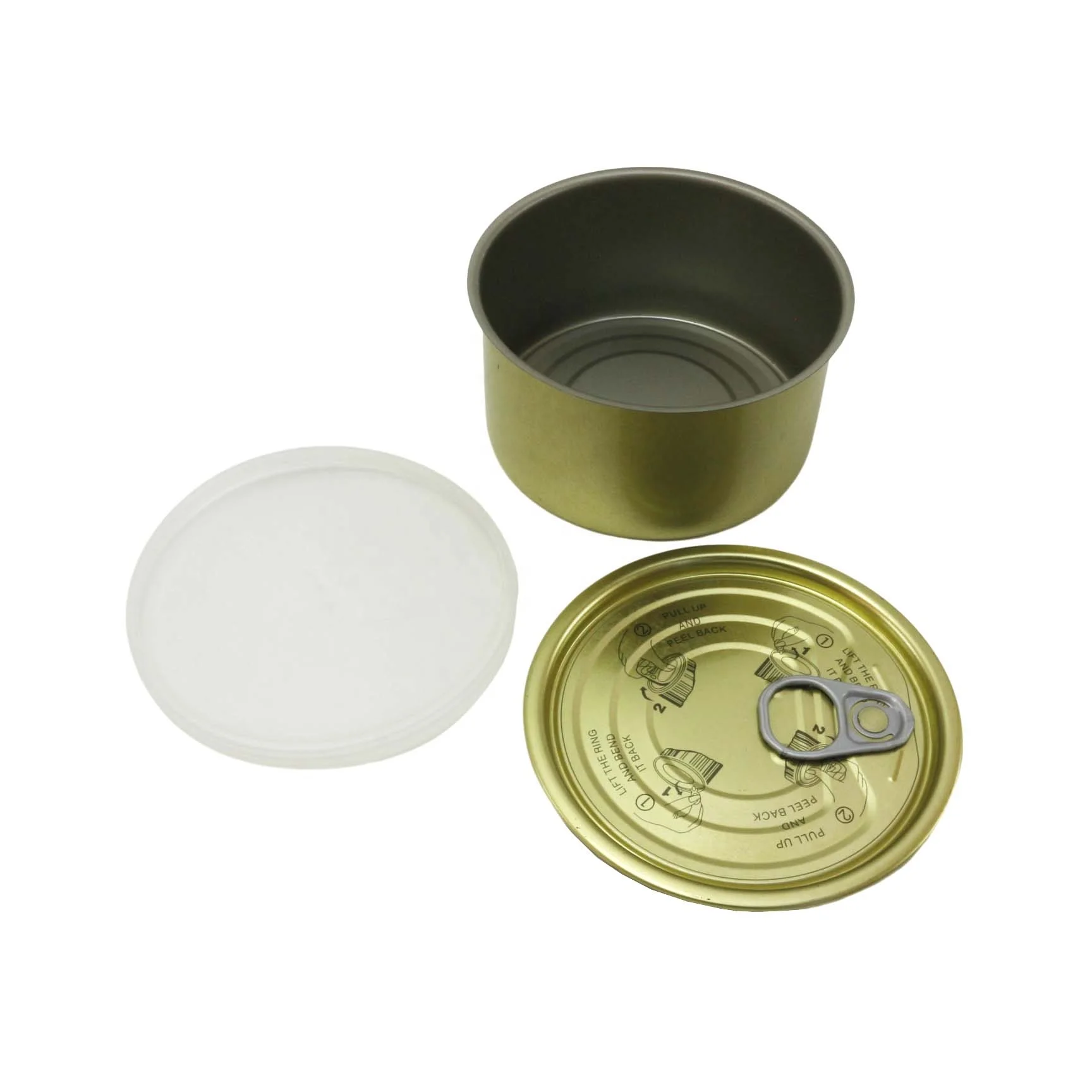 High-capacity 83*46mm food tin cans for food canning packaging with clear plastic lid MC-078C