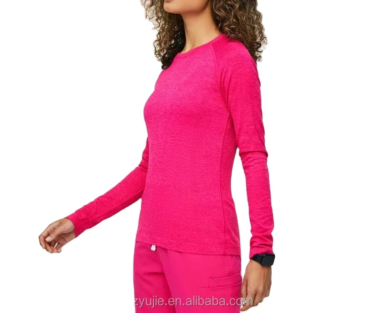 2021 заводская цена Женская комфортная медицинская футболка с длинным рукавом под заказ под костюм футболка для ношения слоями униформа