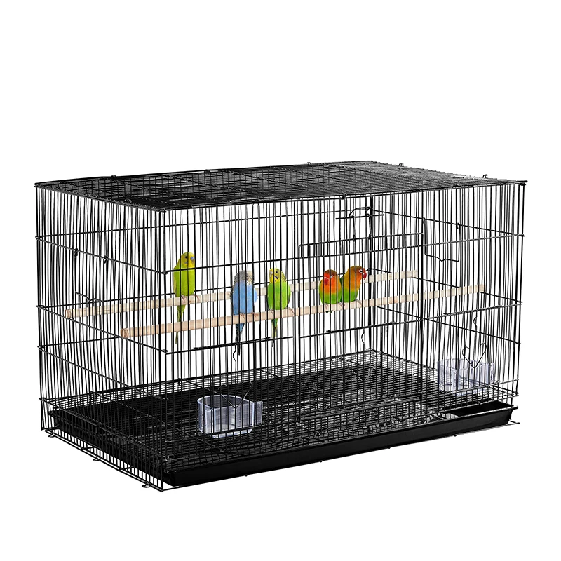 Pet Bird Black Canary Travel Metal Wire Breeding Large Bird Flight Cage for Parrots Pigeon Lovebird