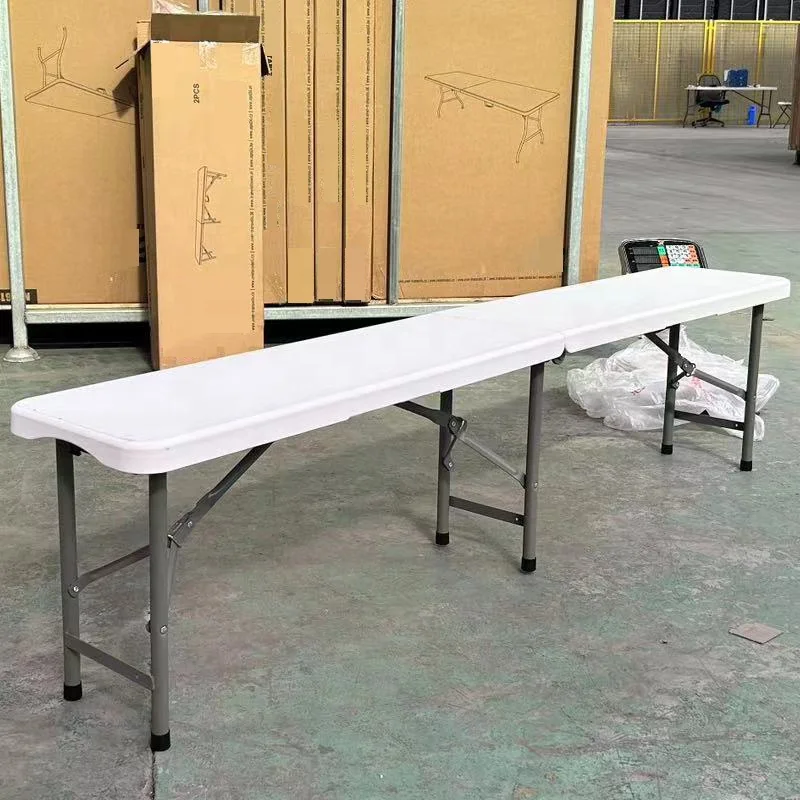 6FT белый пластик HDPE складываемый пополам Портативный Открытый сад патио обеденные скамейки