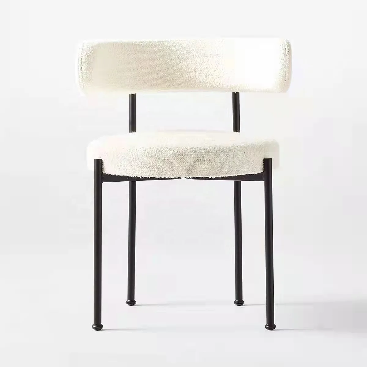 Nordic Style Customized Design Factory Directly Sell Iron Lambs Wool Dining Chair DC033