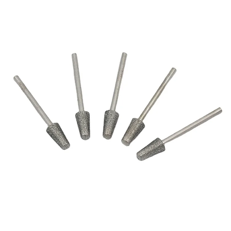 Shank 2.35mm 3/32 Inch Cone Shape Abrasive  Grinding Head Jade Carving Polishing Diamond Coated For Rotary Tools Includes Dremel