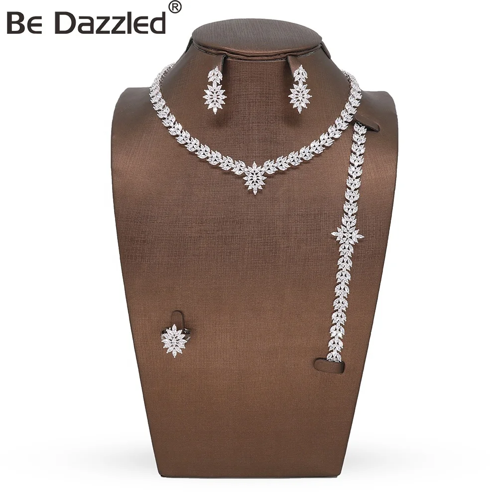 Bedazzled Fashion Horse Eye cubic zircon wedding necklace earrings bridal women  jewellery set for brides bridesmaid