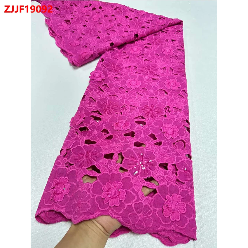 3D flower hollow out hard cotton fabric sequin embroidery lace
