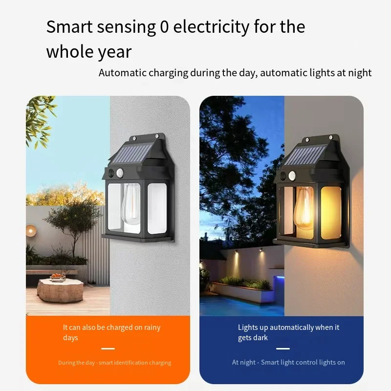Wholesale High Quality Tungsten Wire Warm Light Outdoor Solar Wall Lights Waterproof Solar Wall Bright Lights Outdoor