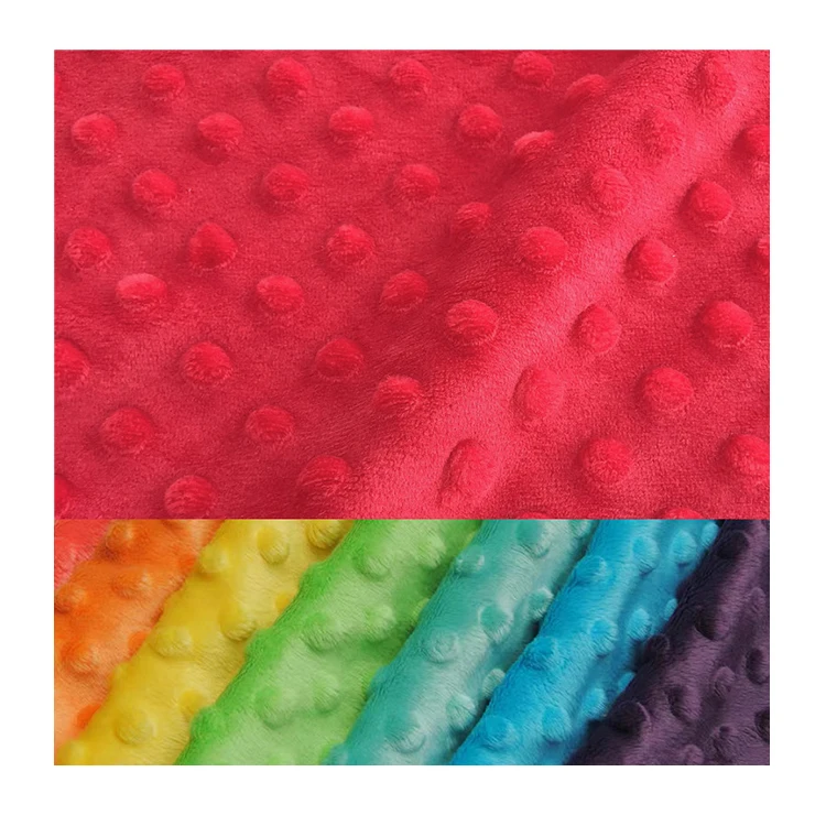 OEKO certification 100% polyester super soft plain dyed bubble velboa dot minky fabric for blanket