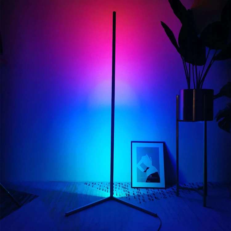 Modern simple led remote App control decoration room corner RGB aluminum colorful living room lamp  floor lamp standing