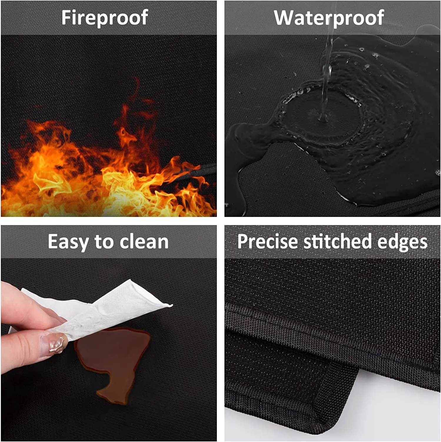 Indoor Half Round Fiberglass Fireproof Fireplace Mat Hearth Pad for Wood Stove Fire Fireplace Protect Floor from Sparks Embers