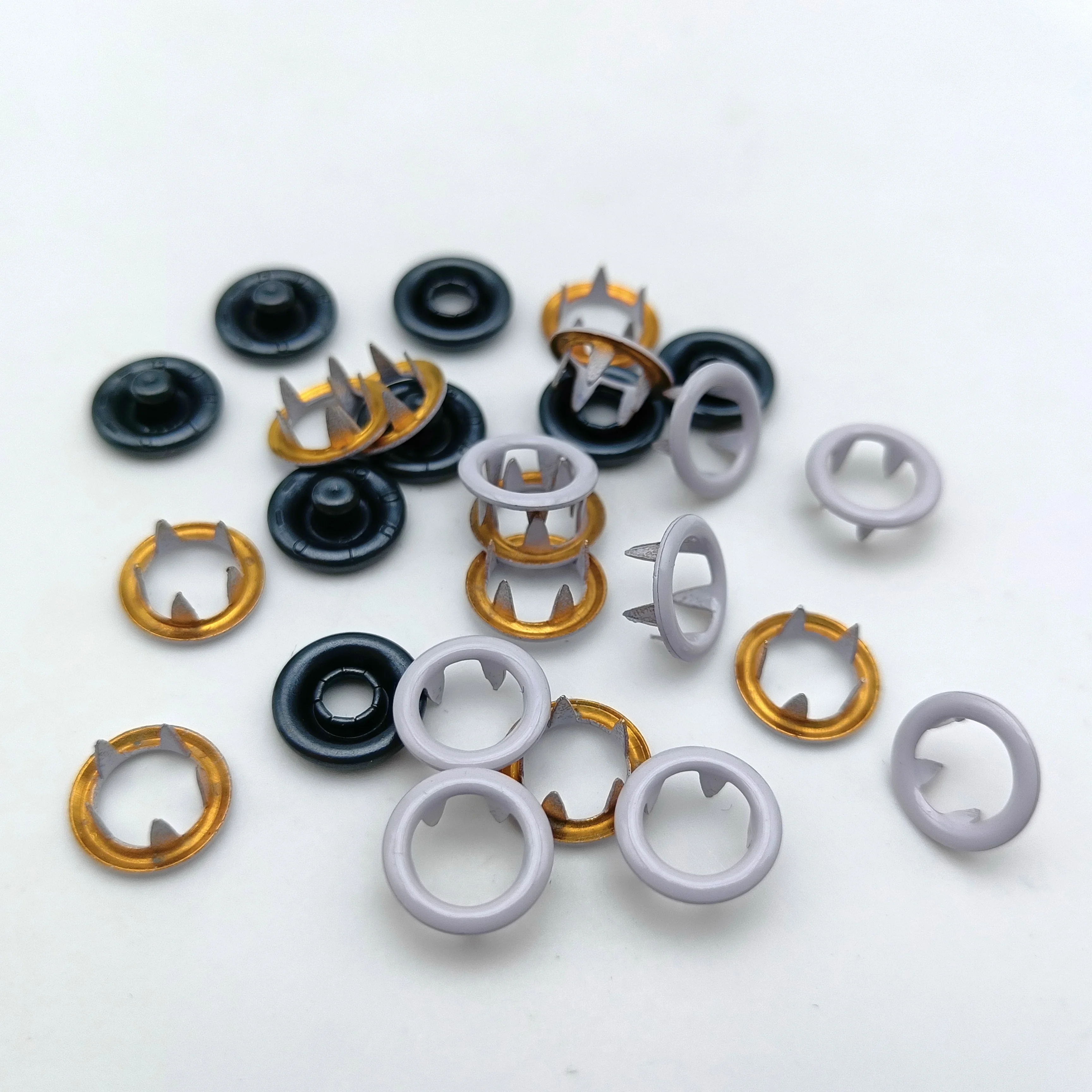 custom 9.5mm size brass plating double ring prong snap button for clothing