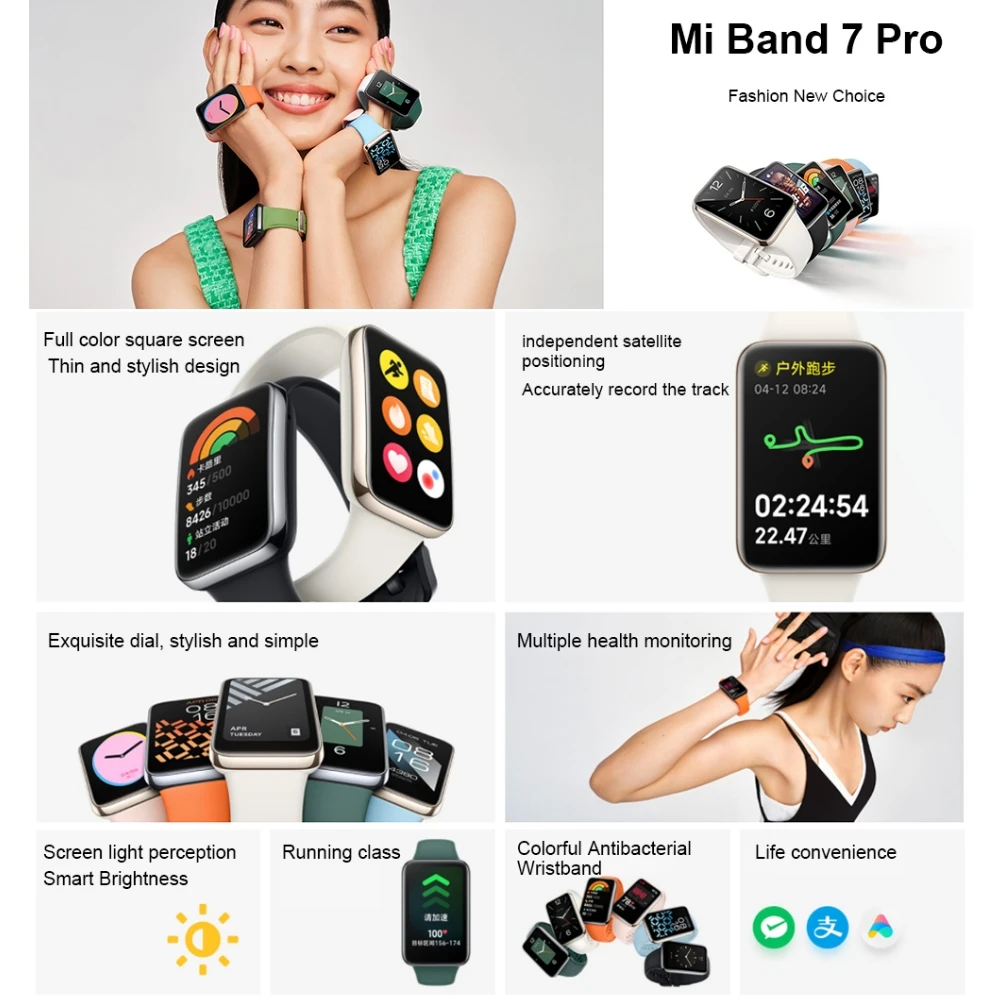 Fashion New choice Mi band 7pro Reloj Smart Watch Wristband 1.64 inh AMOLED Screen Sports Waterproof Original Mi bracelet 7 pro
