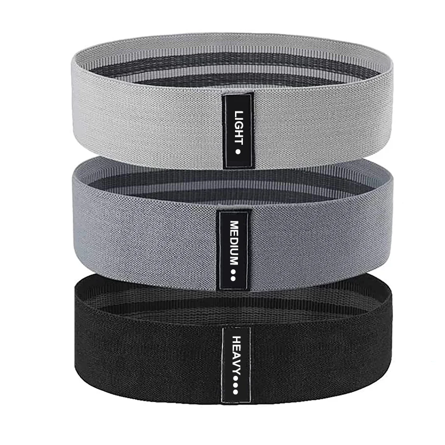 Black Grey Resistance Training Fabric Booty Glute Bands