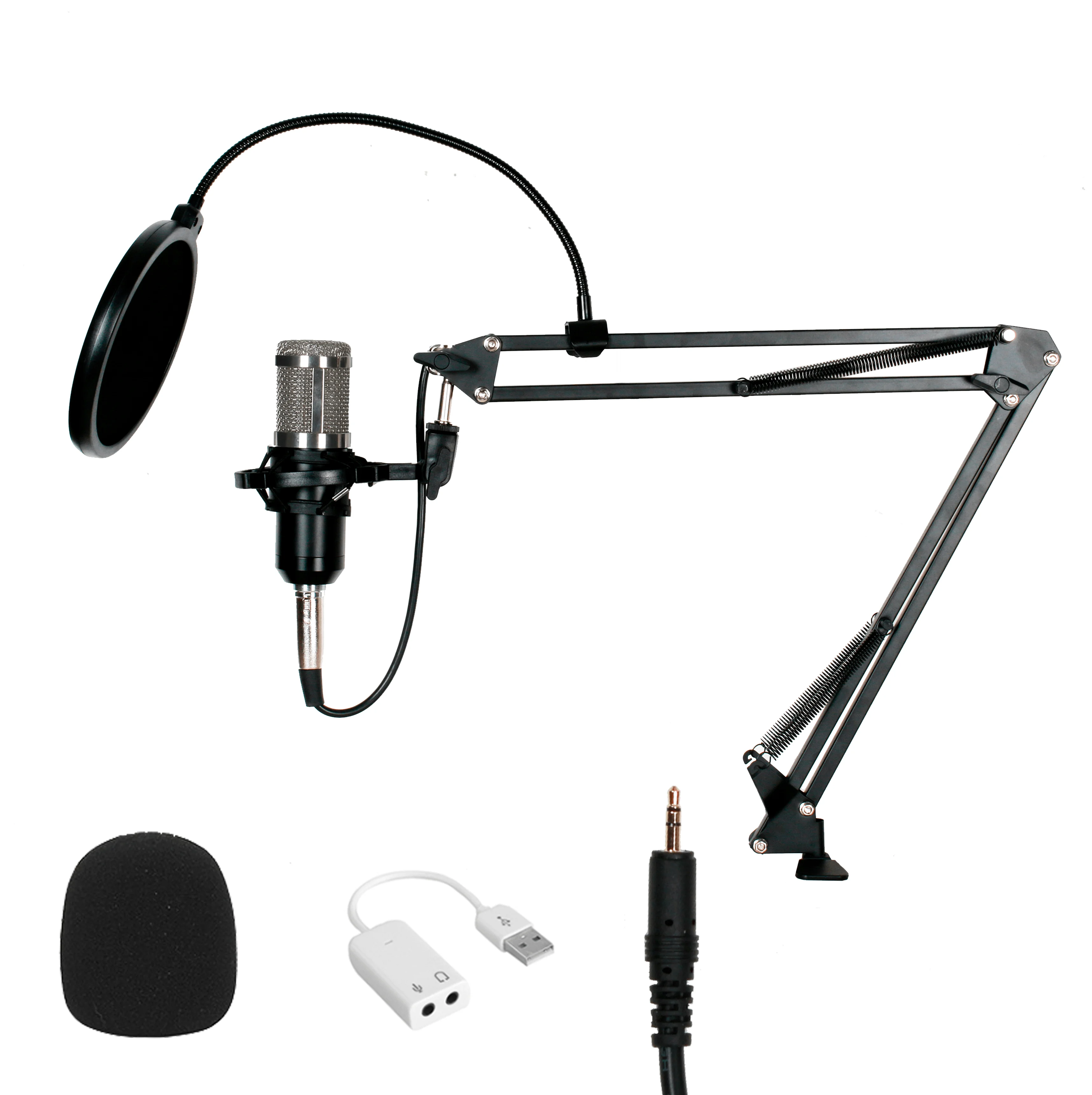 
Gonsin Recording Condenser Studio Mic BM800 Microphone Condenser With Shock Mount, Arm Scissor Foldable Stand 