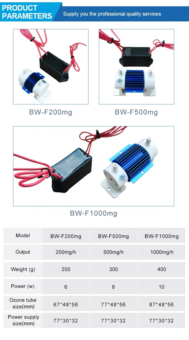200mg Sundon diy air cooling ozone generator quartz ozone tube for air purifiers